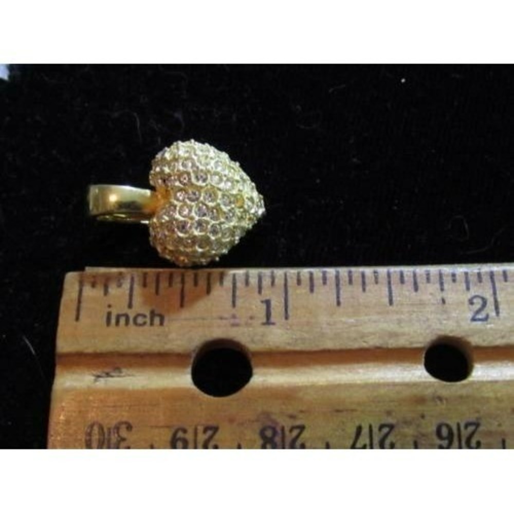 Vintage Gold Plated RHINESTONE HEART Clip Pendant ENHANCER 4 Pearl Bead Necklace - Picture 5 of 5